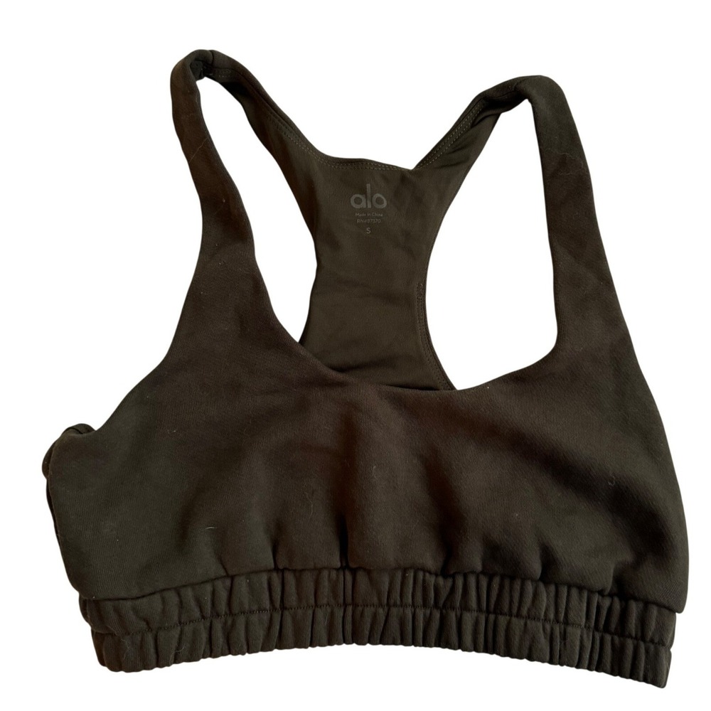 Alo Yoga Women's Olive Green Smocked Racerback Active Bae Bra Size Small